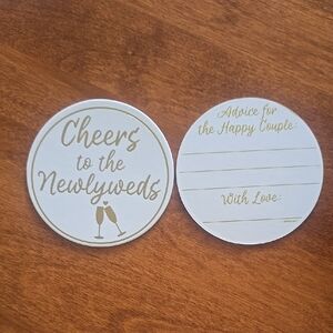 Gold and White Wedding Coasters by